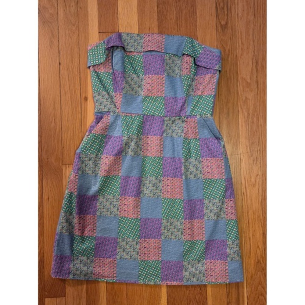 Vineyard Vines Pastel Cotton Patchwork Strapless Mini Dress Derby Print Sz 4 - Picture 5 of 13